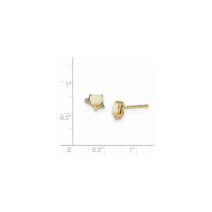 Earrings Goldia 14k Yellow Gold Opal and Real Diamond Post Earrings