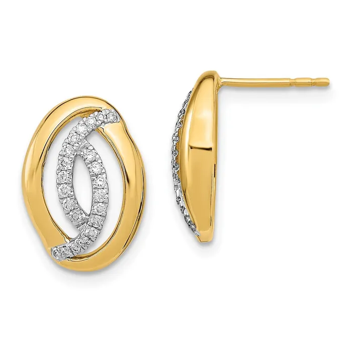 Earrings Goldia 14k Yellow Gold Polished Real Diamond Oval Post Earrings Earrings Goldia 14k Yellow Gold Polished Real Diamond Oval Post Earrings