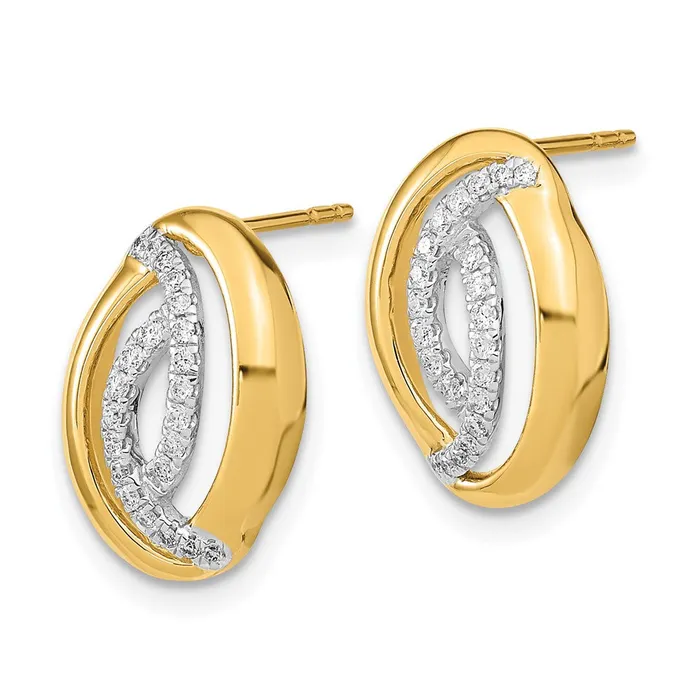 Earrings Goldia 14k Yellow Gold Polished Real Diamond Oval Post Earrings