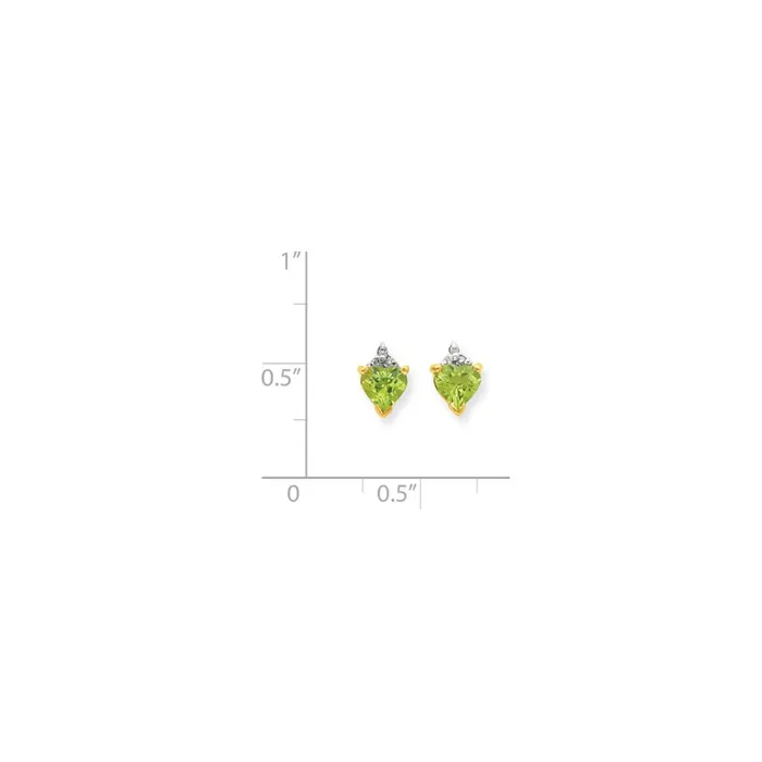 Earrings Goldia 14k Yellow Gold u0026 Rhodium Marquise Heart Peridot u0026 Real Diamond Post Earrings