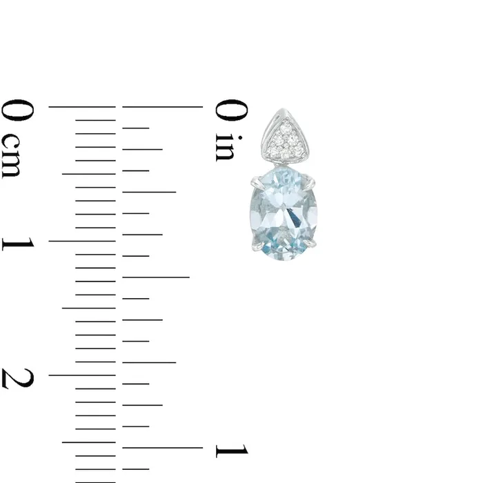 Earrings Goldia Oval Aquamarine and 005 CT TW Triangular Composite Diamond Drop Earrings in 10K White Gold Earrings Goldia Oval Aquamarine and 005 CT TW Triangular Composite Diamond Drop Earrings in 10K White Gold