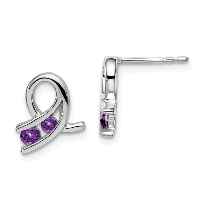 Earrings Goldia Solid 14k White Gold Simulated Amethyst Earrings