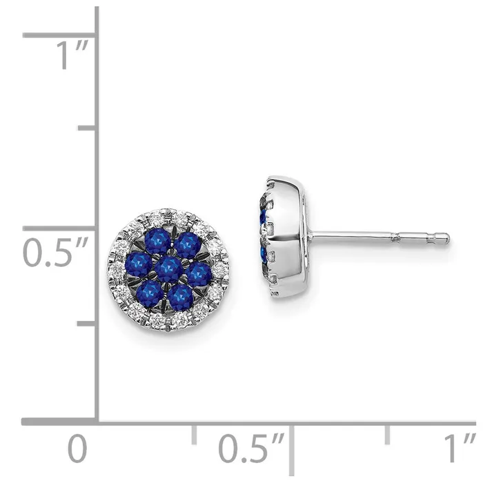 Earrings Goldia Solid 14k White Gold Simulated CZ and Sapphire Circle Post Earrings