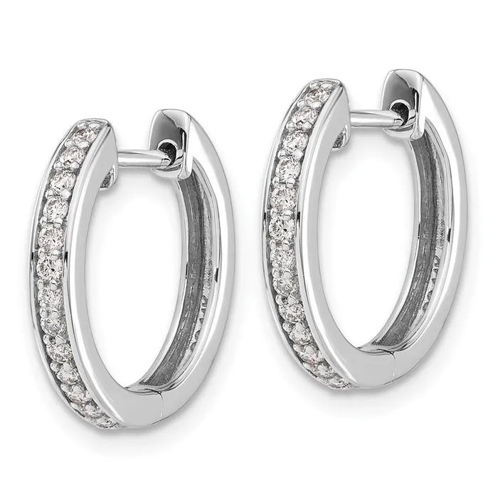 Earrings Goldia Solid 14k White Gold Simulated CZ Complete Hinged Hoop Earrings