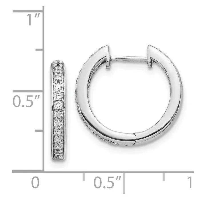Earrings Goldia Solid 14k White Gold Simulated CZ Complete Hinged Hoop Earrings