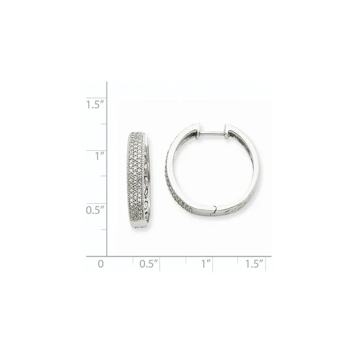 Earrings Goldia Solid 14k White Gold Simulated CZ Hinged Hoop Earrings Earrings Goldia Solid 14k White Gold Simulated CZ Hinged Hoop Earrings