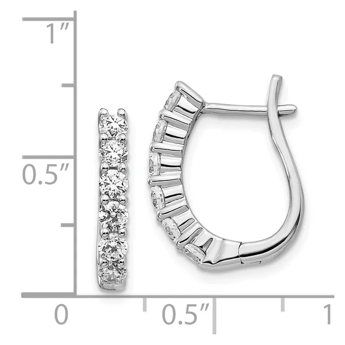 Earrings Goldia Solid 14k White Gold Simulated CZ Hinged Hoop Earrings Earrings Goldia Solid 14k White Gold Simulated CZ Hinged Hoop Earrings