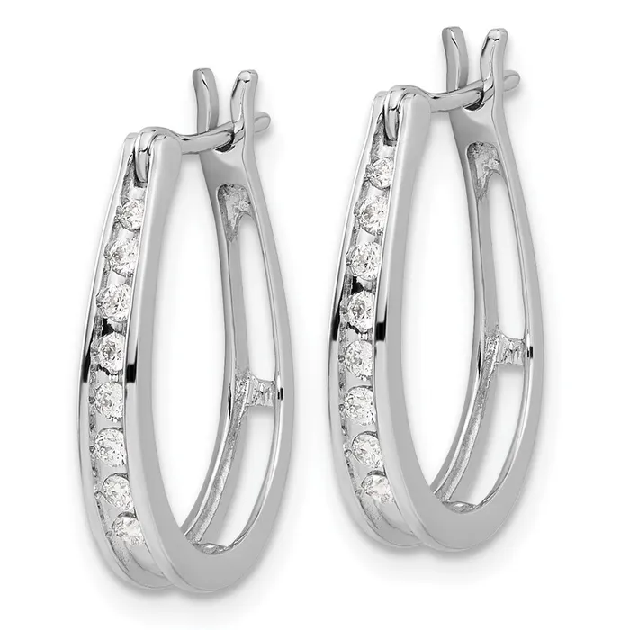 Earrings Goldia Solid 14k White Gold Simulated CZ Oval Hinged Hoop Earrings Earrings Goldia Solid 14k White Gold Simulated CZ Oval Hinged Hoop Earrings