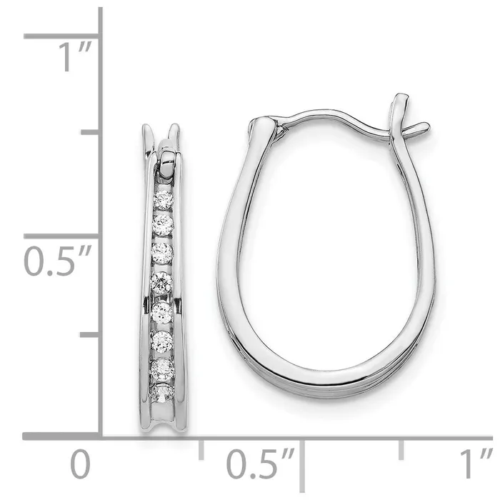 Earrings Goldia Solid 14k White Gold Simulated CZ Oval Hinged Hoop Earrings Earrings Goldia Solid 14k White Gold Simulated CZ Oval Hinged Hoop Earrings