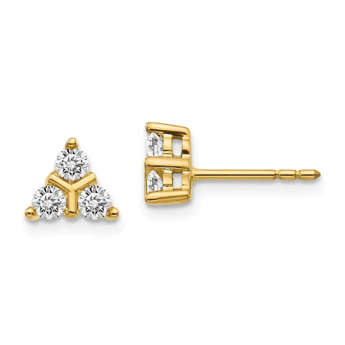 Earrings Goldia Solid 14k Yellow Gold 3stone Simulated CZ Triangle Earrings
