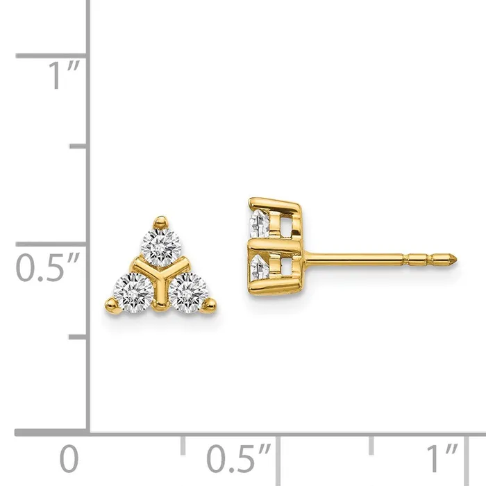 Earrings Goldia Solid 14k Yellow Gold 3stone Simulated CZ Triangle Earrings Earrings Goldia Solid 14k Yellow Gold 3stone Simulated CZ Triangle Earrings