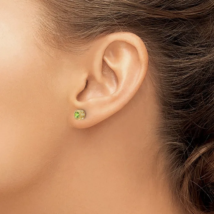 Earrings Goldia Solid 14k Yellow Gold Cushion Simulated Peridot and CZ Earrings Earrings Goldia Solid 14k Yellow Gold Cushion Simulated Peridot and CZ Earrings