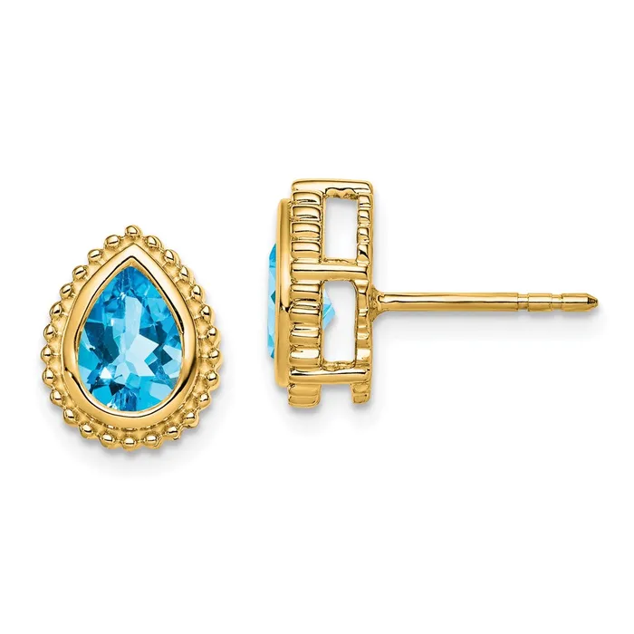Earrings Goldia Solid 14k Yellow Gold Pear Simulated Blue Topaz Post Earrings Earrings Goldia Solid 14k Yellow Gold Pear Simulated Blue Topaz Post Earrings