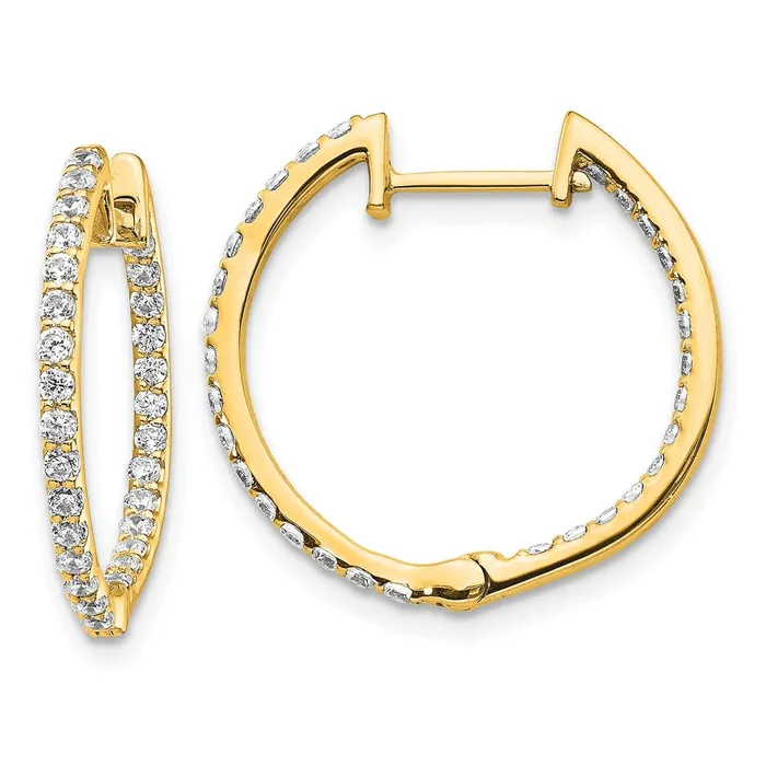 Earrings Goldia Solid 14k Yellow Gold Simulated CZ InOut Hinged Hoop Earrings Earrings Goldia Solid 14k Yellow Gold Simulated CZ InOut Hinged Hoop Earrings
