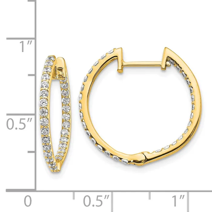 Earrings Goldia Solid 14k Yellow Gold Simulated CZ InOut Hinged Hoop Earrings Earrings Goldia Solid 14k Yellow Gold Simulated CZ InOut Hinged Hoop Earrings