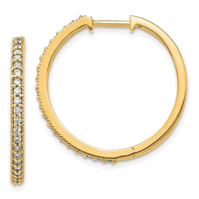 Earrings Goldia Solid 14k Yellow Gold Simulated CZ Milgrain Hoop Earrings Earrings Goldia Solid 14k Yellow Gold Simulated CZ Milgrain Hoop Earrings