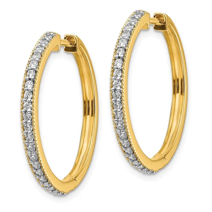 Earrings Goldia Solid 14k Yellow Gold Simulated CZ Milgrain Hoop Earrings