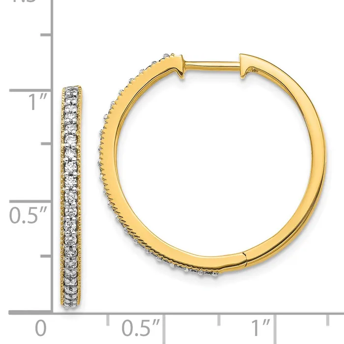 Earrings Goldia Solid 14k Yellow Gold Simulated CZ Milgrain Hoop Earrings