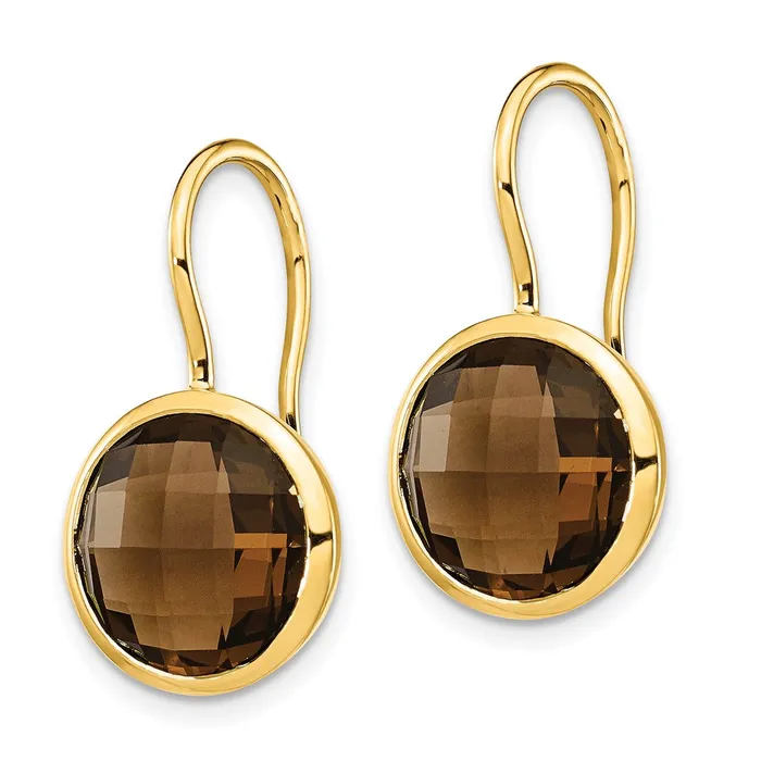 Earrings Goldia Solid 14k Yellow Gold SmoKy Quartz Dangle Earrings Earrings Goldia Solid 14k Yellow Gold SmoKy Quartz Dangle Earrings