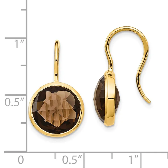 Earrings Goldia Solid 14k Yellow Gold SmoKy Quartz Dangle Earrings Earrings Goldia Solid 14k Yellow Gold SmoKy Quartz Dangle Earrings