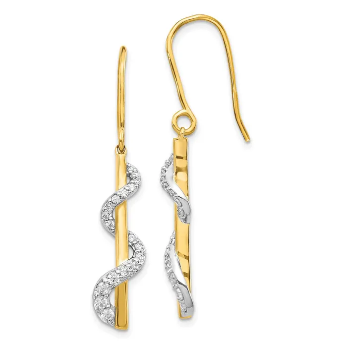 Earrings Goldia Solid 14k Yellow Rhodium Simulated CZ Shepherd HooK Earrings Earrings Goldia Solid 14k Yellow Rhodium Simulated CZ Shepherd HooK Earrings