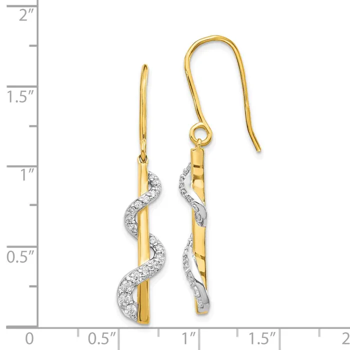 Earrings Goldia Solid 14k Yellow Rhodium Simulated CZ Shepherd HooK Earrings