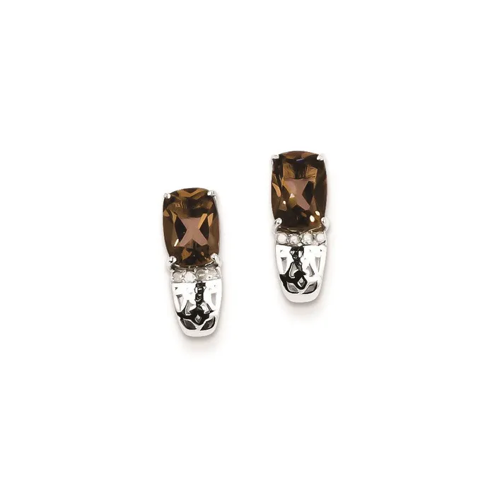 Earrings Goldia Sterling Silver Diamond u0026 Smoky Quartz Post Earrings