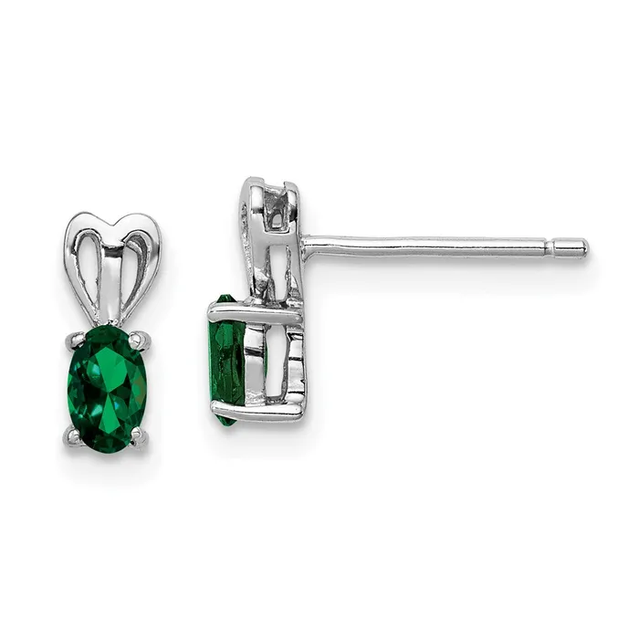 Earrings Goldia Sterling Silver Rhodiumplated Created Emerald Earrings