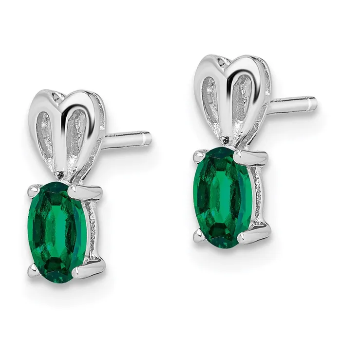Earrings Goldia Sterling Silver Rhodiumplated Created Emerald Earrings
