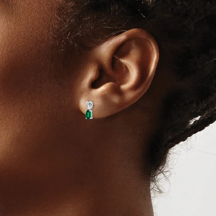 Earrings Goldia Sterling Silver Rhodiumplated Created Emerald Earrings