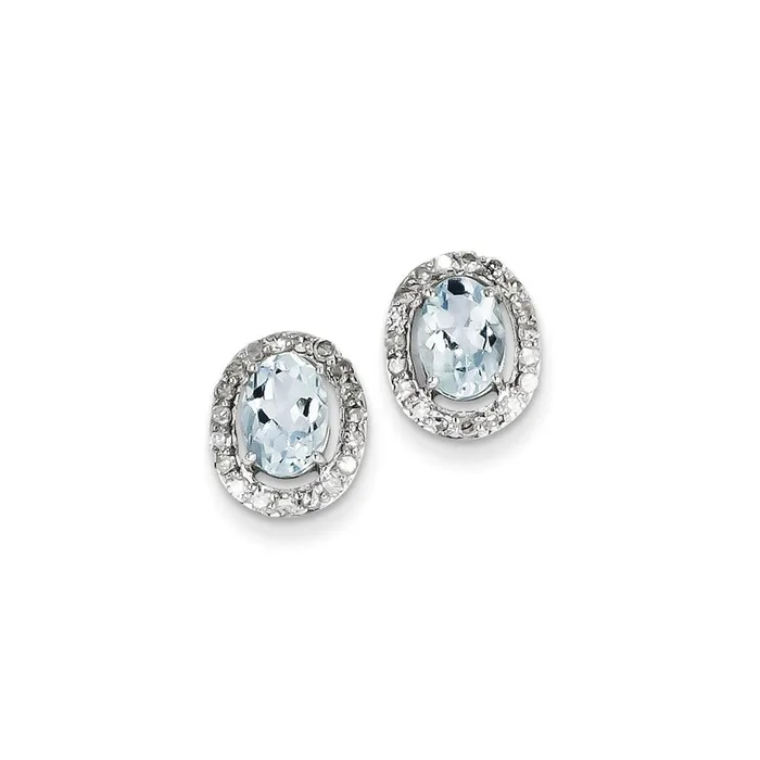 Earrings Goldia Sterling Silver Rhodium Plated Dia u0026 Aquamarine Oval Post Earrings Earrings Goldia Sterling Silver Rhodium Plated Dia u0026 Aquamarine Oval Post Earrings