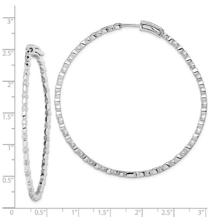Earrings Goldia Sterling Silver Rhodiumplated Diamond Hoop Earrings