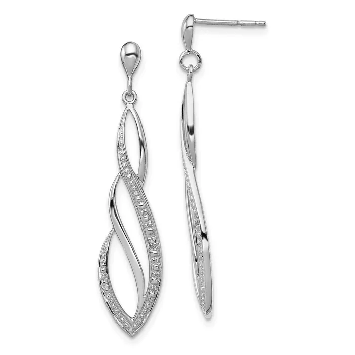 Earrings Goldia Sterling Silver Rhodium Plated Diamond Swirl Post Dangle Earrings Earrings Goldia Sterling Silver Rhodium Plated Diamond Swirl Post Dangle Earrings
