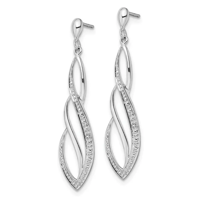 Earrings Goldia Sterling Silver Rhodium Plated Diamond Swirl Post Dangle Earrings