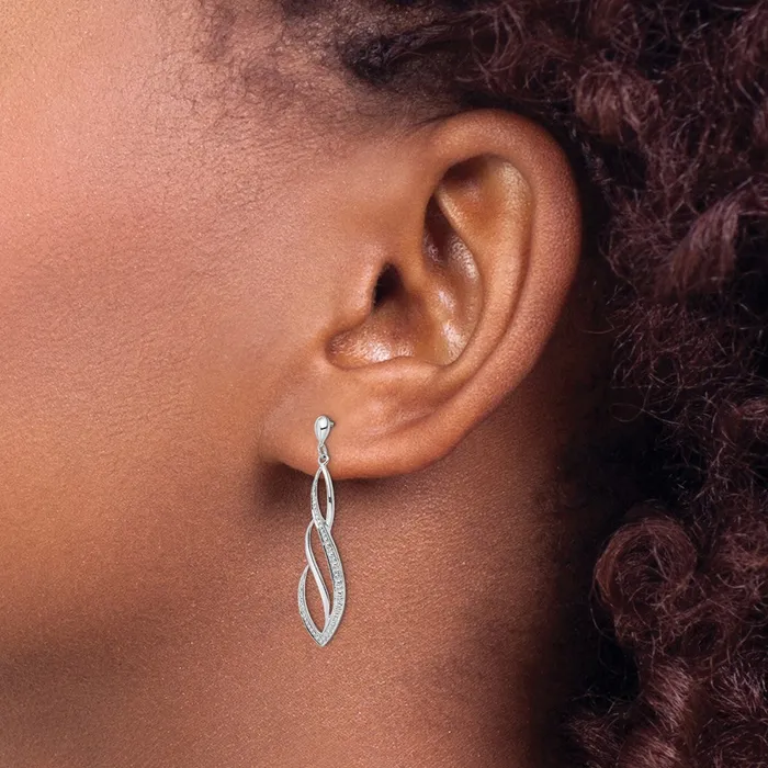 Earrings Goldia Sterling Silver Rhodium Plated Diamond Swirl Post Dangle Earrings