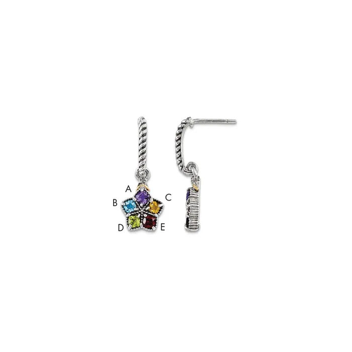 Earrings Goldia Sterling Silver u0026 14k Fivestone and Diamond Mothers Earring Earrings Goldia Sterling Silver u0026 14k Fivestone and Diamond Mothers Earring