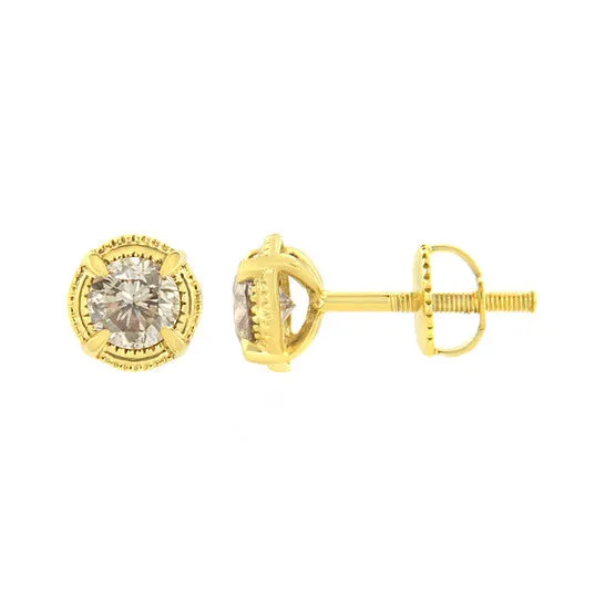 Earrings JMS always Original 14K Yellow Gold Plated 925 Sterling Silver 1 12 cttw Diamond Modern 4Prong Solitaire Milgrain Stud Earrings KL Color I2I3 Clarity Earrings JMS always Original 14K Yellow Gold Plated 925 Sterling Silver 1 12 cttw Diamond Modern 4Prong Solitaire Milgrain Stud Earrings KL Color I2I3 Clarity