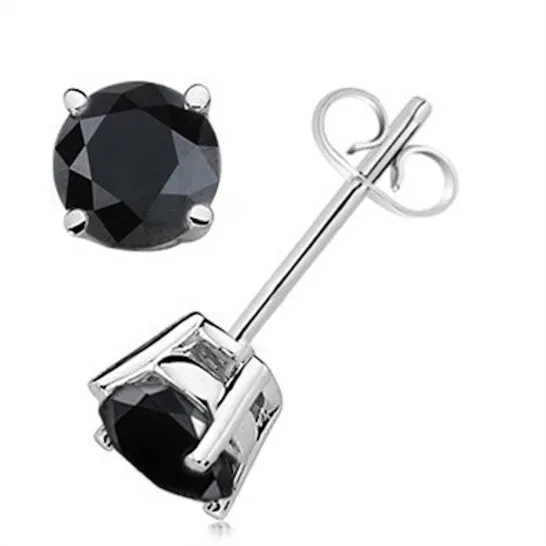 Earrings JMS always Original Maulijewels 14 Carat Natural Round Black Diamond Prong Set Stud Earring In 14K Black Yellow Gold Earrings JMS always Original Maulijewels 14 Carat Natural Round Black Diamond Prong Set Stud Earring In 14K Black Yellow Gold