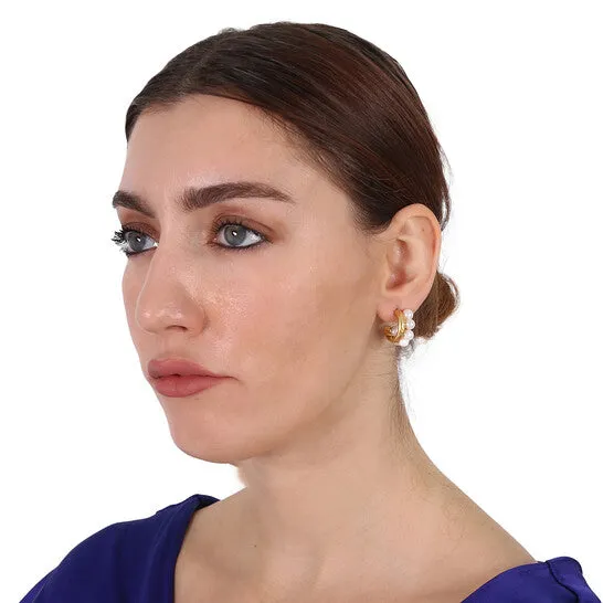 Earrings JMS always Original Tory Burch Ladies Rolled GoldPearl Kira Pearl Hoop Earrings Earrings JMS always Original Tory Burch Ladies Rolled GoldPearl Kira Pearl Hoop Earrings