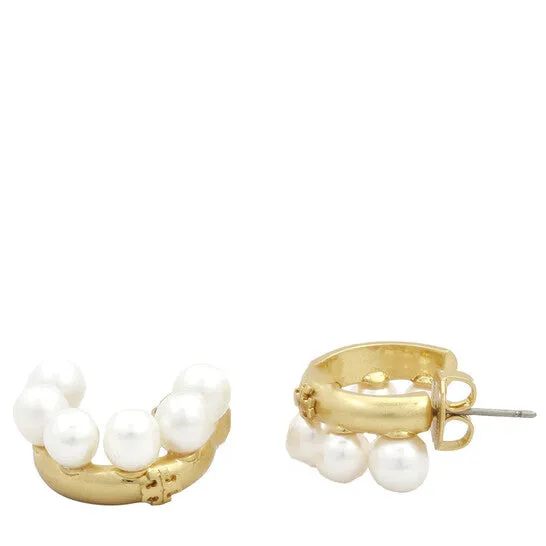 Earrings JMS always Original Tory Burch Ladies Rolled GoldPearl Kira Pearl Hoop Earrings Earrings JMS always Original Tory Burch Ladies Rolled GoldPearl Kira Pearl Hoop Earrings