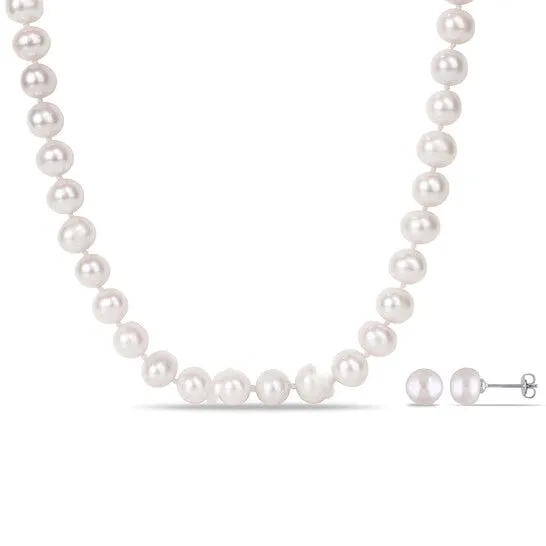 Earrings Original AMOUR 8 10 Mm Freshwater Cultured Pearl Strand and Stud Earrings 2piece Set with Silvertone Findings JMS always Earrings Original AMOUR 8 10 Mm Freshwater Cultured Pearl Strand and Stud Earrings 2piece Set with Silvertone Findings JMS always