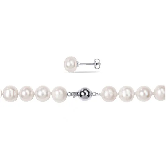 Earrings Original AMOUR 8 10 Mm Freshwater Cultured Pearl Strand and Stud Earrings 2piece Set with Silvertone Findings JMS always Earrings Original AMOUR 8 10 Mm Freshwater Cultured Pearl Strand and Stud Earrings 2piece Set with Silvertone Findings JMS always