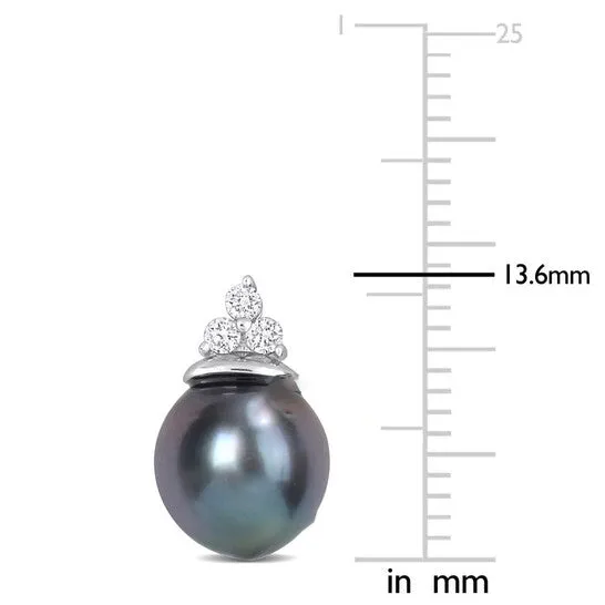 Earrings Original AMOUR 885mm Black Tahitian Cultured Pearl and 18 CT TW Diamond Stud Earrings In Sterling Silver JMS always Earrings Original AMOUR 885mm Black Tahitian Cultured Pearl and 18 CT TW Diamond Stud Earrings In Sterling Silver JMS always