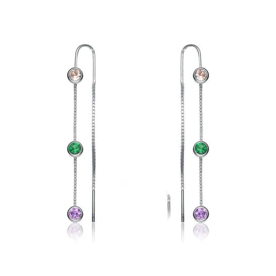 Earrings Original Megan Walford 925 Sterling Silver Multi Colored Cubic Zirconia Dangle Earrings JMS always Earrings Original Megan Walford 925 Sterling Silver Multi Colored Cubic Zirconia Dangle Earrings JMS always