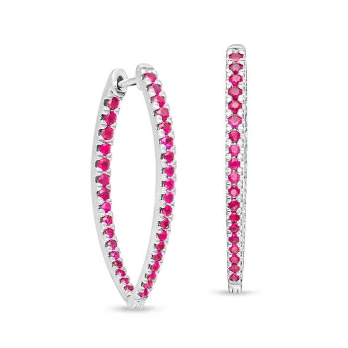 Earrings Ruby Marquise InsideOut Hoop Earrings in 10K White Gold Goldia Earrings Ruby Marquise InsideOut Hoop Earrings in 10K White Gold Goldia
