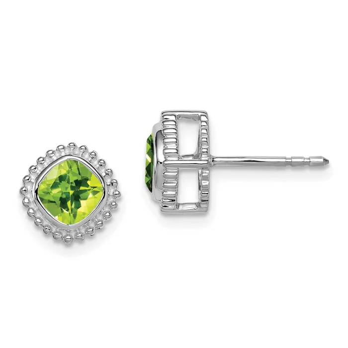Earrings Solid 14k White Gold Cushion Simulated Peridot Earrings Goldia