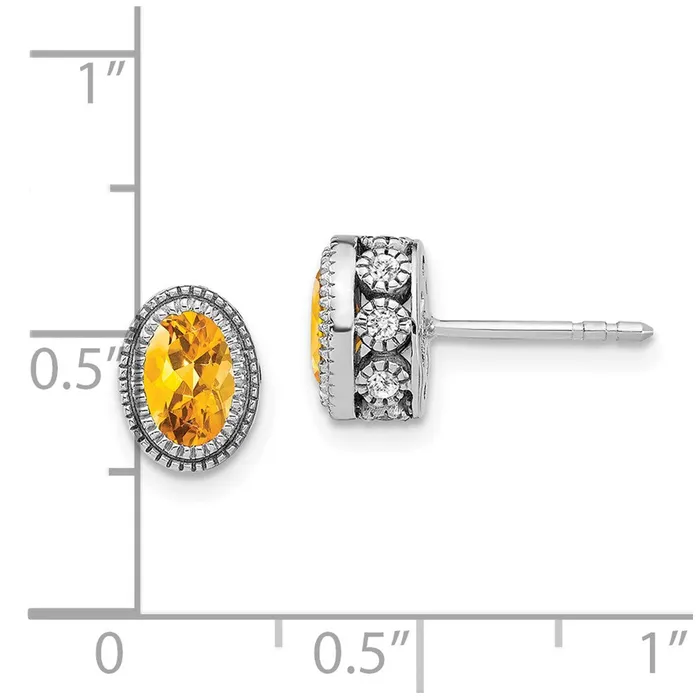 Earrings Solid 14k White Gold Oval Simulated Citrine and CZ Earrings Goldia Earrings Solid 14k White Gold Oval Simulated Citrine and CZ Earrings Goldia
