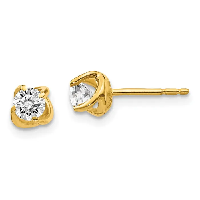 Earrings Solid 14k Yellow Gold Fancy Twist Simulated CZ Earrings Goldia