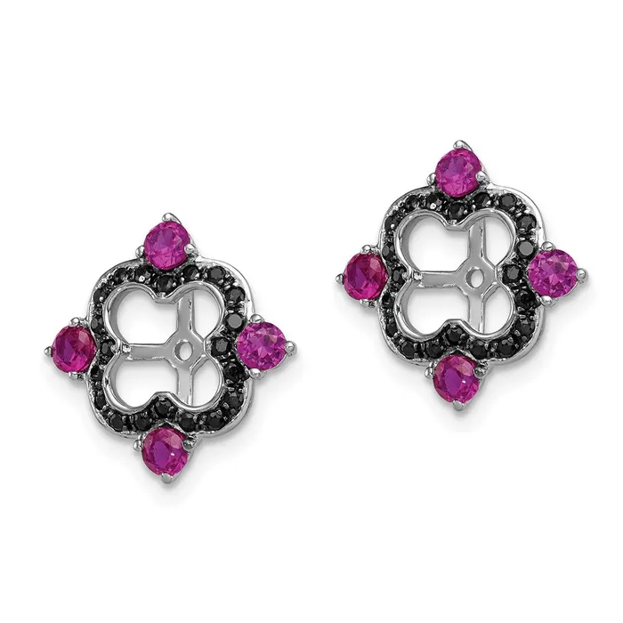 Earrings Sterling Silver Rhodium Created Ruby u0026 Black Sapphire Earring Jacket Goldia