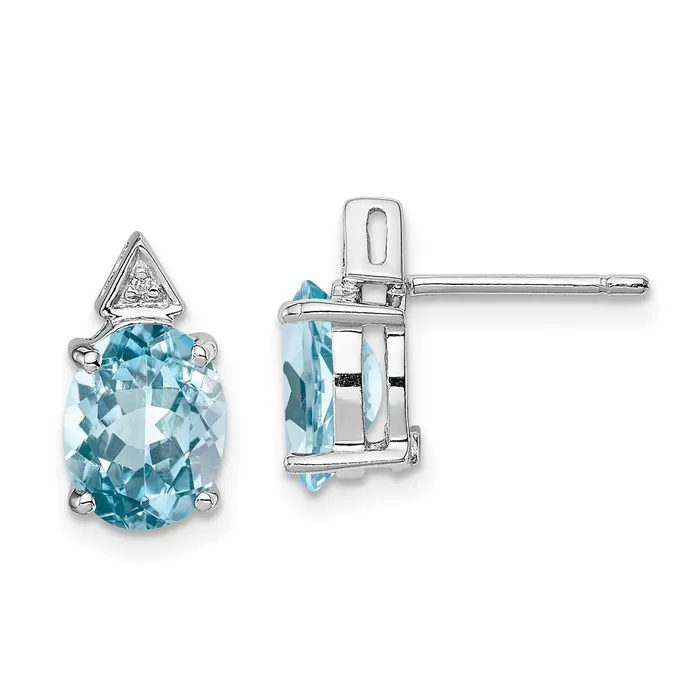 Earrings Sterling Silver Rhodium Light Swiss Blue Topaz u0026 Diamond Post Earrings Goldia